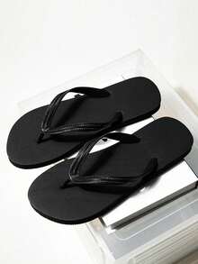 Men's Casual Flip Flops, Black, Plus Size, Summer - Black - View 1