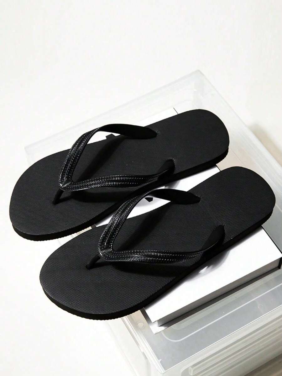 Men's Casual Flip Flops, Black, Plus Size, Summer - Black - View 1