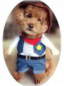 PETSIN زي هالوين مضحك للحيوانات الأليفة، زي كاوبوي واقف، ملابس تحول الحيوانات الأليفة، ملابس قائمة غريبة للكلاب والقطط، أدوات تصوير للحيوانات الأليفة، زي محتفل لحيوانات أليفة، ملابس حفلة هالوين