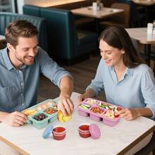 Bento Box Adult Lunchable Container - Reusable 3-Pack Snack Box Containers With 5-Compartment & 3pc Dressing Cups, Storage For Meal Prep, School, Work (Dark & Clear Lids)  You Can Also Reheat Food In The Microwave For Up To 3 Minutes Using The Container.Just Add To The Top Shelf Of The Dishwasher.Hand Washing Is Recommended For The Lid