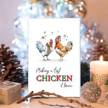 1pc Funny Christmas Card Hen Christmas Card, Cute Christmas Gifts From Chickens - Multicolor - View 2