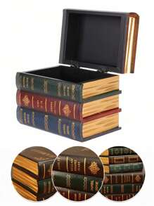 1pc-Wooden Decorative Box, Secret Storage Vintage Wooden Heavy Duty Bookshelf Shaped Storage Box, Suitable For Shelves Home Office School Library Decorative Book End Rack Stand Stopper Holder, Home Storage, Creative Desktop Decorative Ornaments, Storage, Women, (Some Parts May Be Random), Holiday Necessities, Autumn, Thanksgiving, Halloween, Christmas, Carnival, National Day, Autumn, Independence Day