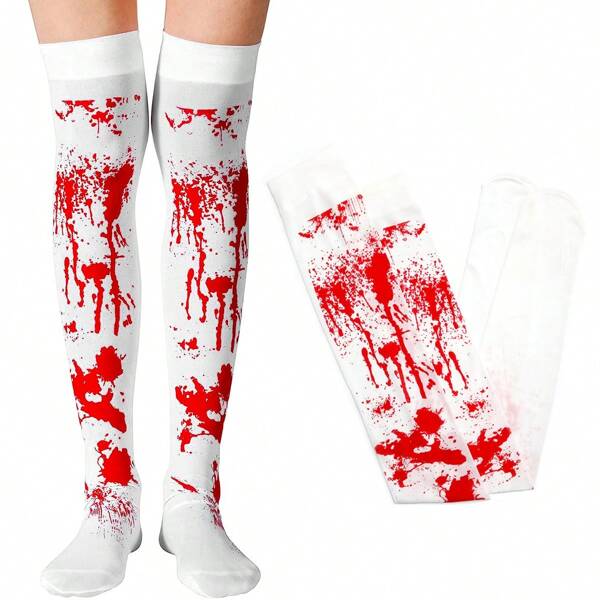 1pc Gloves, Socks, Long And Short Halloween Cosplay, Horror Atmosphere Decoration, Blood Gloves, Ghost Festival Role-Playing Costumes, Props, Gloves, Halloween Costume Props