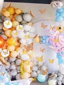 3D Adesivi da parete a forma di farfalla, 4 stili, 3 dimensioni, decorazione per feste di compleanno a tema farfalla, decorazione per torte, decorazione per asili, adesivi rimovibili (incisione laser) - Champagne + Oro - Visualizzare 3