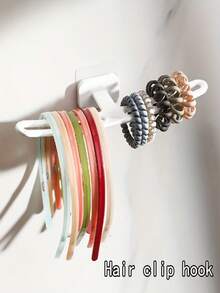 1 pieza de estante de pared para colgar bandas para el cabello hecho de material HIPS, para uso doméstico, estante de almacenamiento para pinzas y anillos de pelo, expositor - Blanco - Ver 5