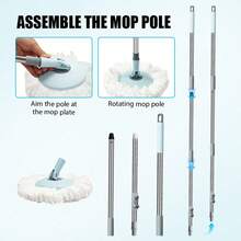 Spin Mop And Bucket Set, Bathroom Mop Bucket, 360° Spin Mop Bucket System With 3 Microfiber Mop Replacement Heads And Stainless Steel Adjustable Handle For Floor Cleaning, Bucket Floor Cleaning System - 綠色 - 查看 6