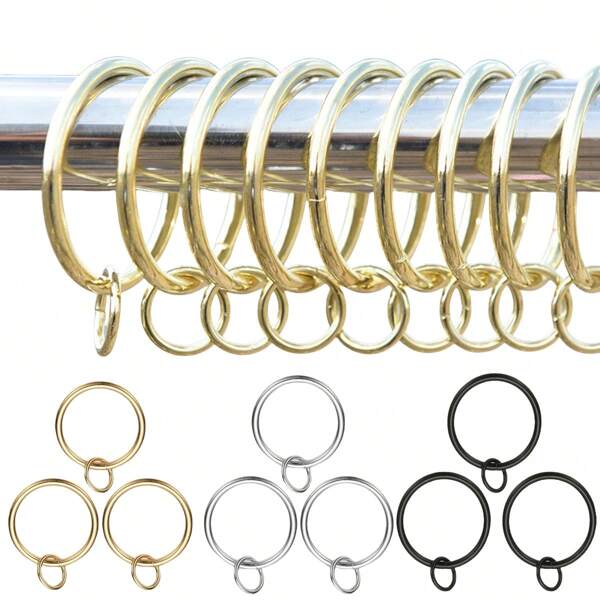 10 Piezas/30 Piezas/50 Piezas (3.8 cm) Anillos metálicos abiertos para cortinas, anillos colgantes y ganchos con ojetes, adecuados para barras de cortinas de sala de estar y barras de cortinas de ducha de baño (Dorado, Negro, Plateado)