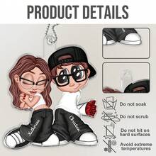 Catygift Acessórios automotivos personalizados Y2K, pingente de carro personalizado em estilo cartoon para casais, presente de aniversário exclusivo, presente para namorado/namorada, presente de casamento, nome e design personalizáveis. - Como mostrado - Ver 9