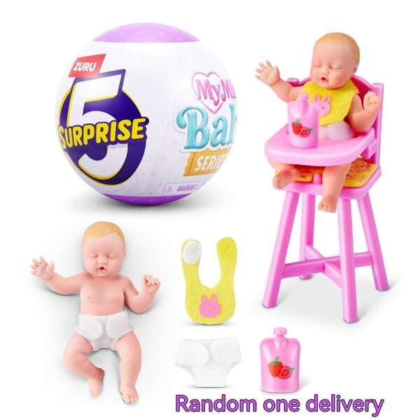 ZURU 5 Sorprese Mie Mini Baby Serie 2, Capsula Misteriosa Collezionabile, Giocattolo per Ragazze, Miniatura Realistica di Neonati, Playset e Accessori (Stile Casuale)