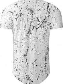 Men's Allover Print Round Neck Casual Short Sleeve T-Shirt, Summer - White - View 2