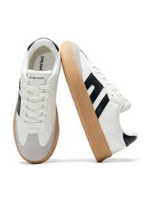 Women Casual Sneakers Low-Top Tennis Sneakers Lace-Up Footwear Comfortable Fashion Walking Sneakers Shoes Back To School - 白色 - 查看 5