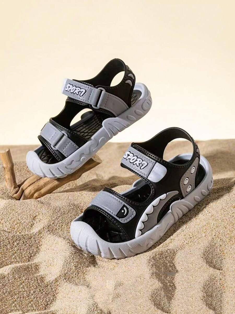 1 par de sandálias infantis de verão 2026, modelos casuais para praia, com fecho de , ideais para crianças em idade escolar, bebês e crianças pequenas, perfeitas para atividades ao ar livre e esportes. - Cinza - Ver 1