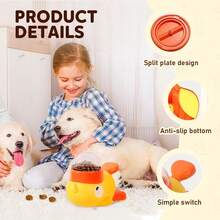 2-In-1 Dog Interactive Slow Feeder Bowls & Food Puzzle Toy, Duck-Shaped Dog TreatDispenser Anti-Gulping Bowl For Healthy Eating & LQ Training (Yellow) - 黃色 - 查看 3