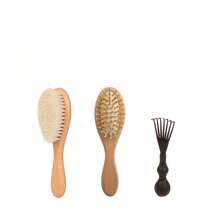 Hair Brush With Wooden Handle For Mother, Natural Soft Goat Bristles Cradle Cap Brush, Gentle Cradle Cap Care, Perfect Scalp Grooming Product,Hair Brush,Comb,Hair Tools,Hair Products And Accessories For Barber Salon Beauty Travel Essentials