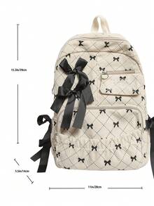 时尚蝴蝶结印花大容量背包 - 米色 - 查看 5