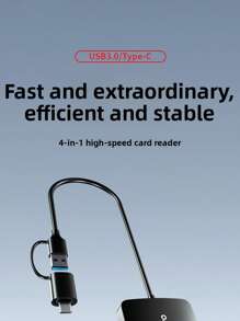 Lenovo H104 4-In-1 Card Reader - USB 3.0 High-Speed Dual Slot For SD/TF/CF/MS Memory Cards, Compatible With Laptop, PC, Camera & Smartphones