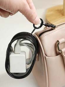 2-1pc Portable Transparent Zipper Storage Bag, Data Cable Organizer Bag, PVC Charger Line Storage Pouch, Multi-Function Earphone Charger Storage Box, Coin Purse, Luggage Accessories, Key Holder, Essential For Home, Office And Travel - Multicolor - View 5