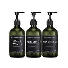 Bộ 3 bình đựng dầu gội 500ml, bình đựng dầu gội, dầu xả và sữa tắm dùng trong phòng tắm, dùng để trở lại trường học - màu đen - Xem 12