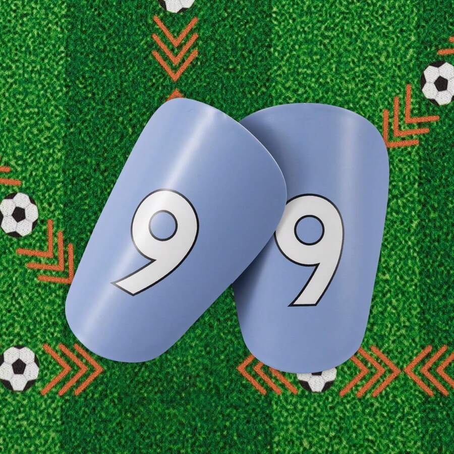 1 Pair No.9 Numeric Football Shin Guards - Durable Football Gear, Fashionable Sports Design, Provides Comfort, Unisex Football Accessory