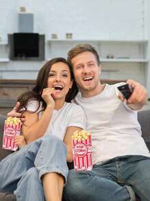 10/20/50pcs Of Popcorn Box Gift Bags, Birthday Party Gift Wrapping Supplies, Birthday Gift Party Gifts, Used For Decoration Of Family Wedding Parties, Easter, Mother's Day, Graduation, Halloween/Christmas And Other Holiday Party Popcorn Wrapping Papers