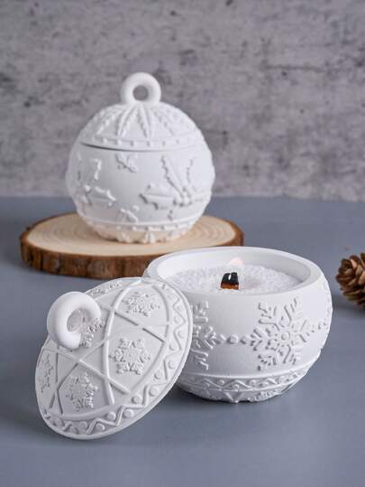 1 PIEZA Molde de silicona en forma de bola redonda de Navidad con tapas, molde artesanal 3D para hacer bolas redondas de Navidad, cajas de almacenamiento, yeso, cemento como decoración del hogar y la habitación