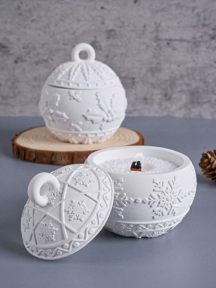 1pc Round Glass Ball Jar Silicone Mold With Lid, DIY Handmade 3D Round Glass Ball Jar Gift Storage Box Plaster Cement Mold, Suitable For Home Decor, Room Decor - Silicone Mold - View 1