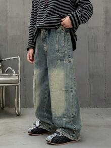 Jeans dritti e morbidi per ragazzi, adatti per uso casual, scolastico e all'aperto, per l'autunno