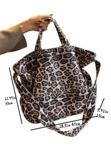 2025 New Suede Leopard Print Women's Handbag, Large Capacity Commuter Tote Bag, Spring/Summer One Shoulder Crossbody Bag