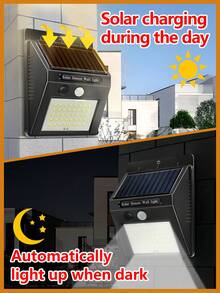 1/2/4 件太阳能户外壁灯，4000W 超亮 40 LED 庭院灯，带遥控器，三种照明模式，适用于花园、车库、车道、露台、家居装饰、户外装饰、房屋装饰、游泳池、圣诞节装饰、万圣节装饰。返校礼物 - 40LED-三種模式 - 查看 4