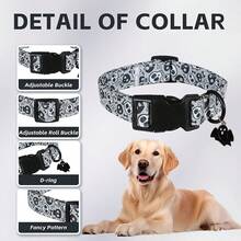 Halloween Skull Dog Collar With Ghost Flower Pendant, Suitable For Male And Female Cats, Small, Medium And Large Dogs. - Grey - View 4