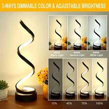 Spiral LED Desk Lamp, Geometric Pattern, Antique Metal Finish, Plastic Material, Dimmable, Freestanding Mount, Holiday Theme, Polished Finish, Touch Switch Control, Adjustable Lighting, Suitable For Various Room Types, USB Powered