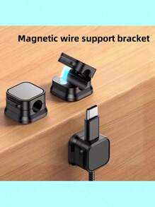 1pc Magnetic Cable Organizer White Cable Clips, Small And Durable, Suitable For Desktop Wall Mount, Mobile Phone Data Cable, Charging Cable, Desk, Home, Car And Office - Perfect For Technology Lovers And Students, Comes With Storage Holder And Cable Clip, No Drilling Required, Mark-Free Adhesive