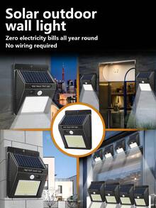 1/2/4 件太阳能户外壁灯，4000W 超亮 40 LED 庭院灯，带遥控器，三种照明模式，适用于花园、车库、车道、露台、家居装饰、户外装饰、房屋装饰、游泳池、圣诞节装饰、万圣节装饰。返校礼物 - 40LED-三種模式 - 查看 3