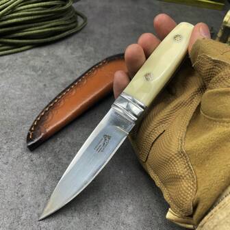 1 PIEZA, Cuchillo pequeño de alta calidad, hoja de alta dureza, diseño de quilla integrada, afilado, con mango, hermoso y práctico, equipado con funda, fácil de almacenar y transportar, adecuado para uso al aire libre o en el hogar, regalo para fiestas