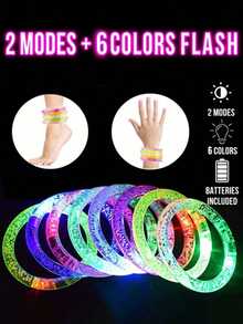 20 件 LED 手链发光手链、万圣节生日派对礼品、6 色荧光棒手链、夜光派对用品、非糖果礼物、万圣节零食袋填充物、适用于圣诞派对、生日、婚礼、狂欢节、派对、音乐会、体育赛事、化装舞会、朋友聚会、拍照、俱乐部之夜、发光配饰 - 圓手環 - 查看 2