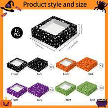 4/12pcs Halloween BOO Ghost Pumpkin Wizard Cookie Transparent Window Gift Box, Suitable For Adult Party Snack Packaging - Multicolor - View 1