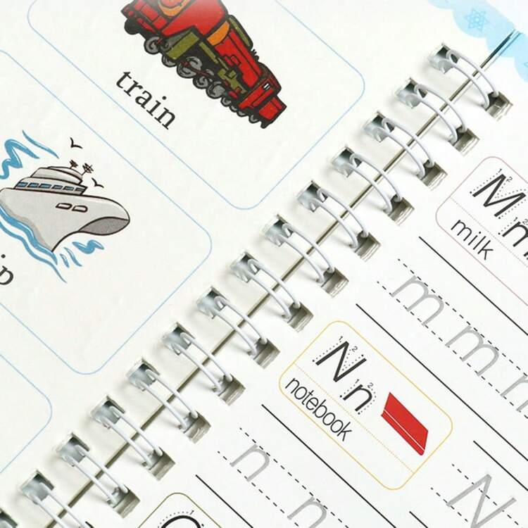 4pcs/Set Reusable Handwriting Practice Notebook, Magic Practice Book Set, Children's Digit & Letter Calligraphy Practice Notebook, Montessori Calligraphy Children's Notebook Writing Gift (4 Practice Books + 1 Pen + 5 Refill Ink Cartridges + 1 Pen Grip), Back To School, Christmas Gift, Suitable As Learning Reward, Holiday Or Birthday Gift - Multicolor - View 5