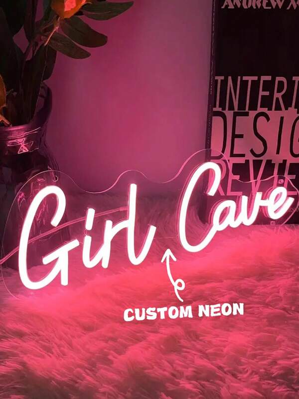 Insegna al neon "Girl Cave" per decorazione da parete, insegna al neon personalizzata, per interno, camera da letto, decorazione casa, insegna al neon LED, grande sfondo, flessibile, Natale, soggiorno, ragazza/ragazzo, neon con nome personalizzato, decorazione matrimonio, neon con nome, neon LED per bambini, regalo personalizzato, decorazione camera da letto, decorazione casa, luce LED USB, regalo compleanno, insegna asilo nido, decorazione asilo nido, regalo unico ideale.