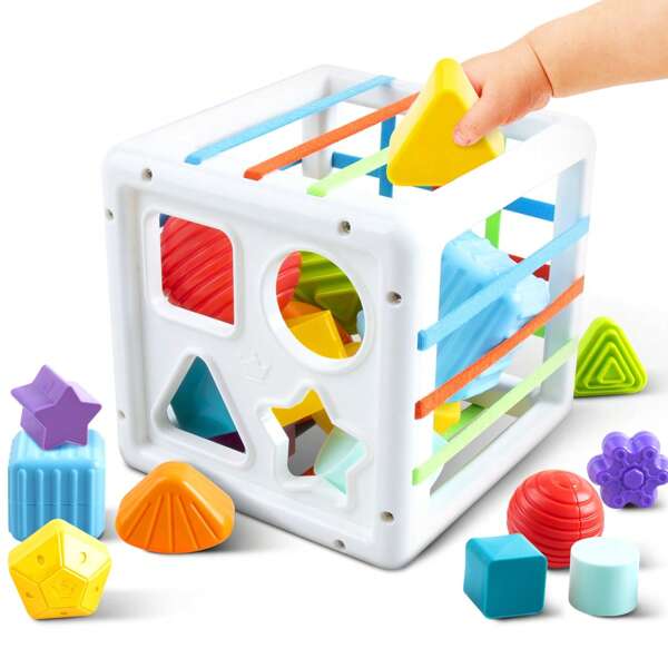 7 Stück/11 Stück/12 Stück/15 Stück Baby Bausteine, Baby Buchstaben Form Sortier Spielzeug, Montessori Spielzeug, bunte strukturierte Bälle, Feinmotorik-Lernaktivitäten, Frühentwicklungs-Lernspielzeug für Jungen und Mädchen, 12-18 Monate Baby Spielzeug (Einige Zubehörfarben werden zufällig versendet)