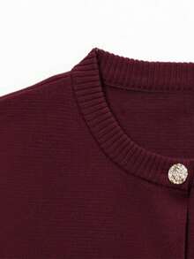 DEEKA Summer New Arrival Women Fashion Casual Short Sleeve Knit Top - Burgundy - View 6