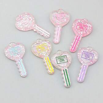 10/20pcs Clear Glitter Heart & Letter Resin Pendant, Suitable For DIY Necklace, Bracelet, Earring, Keychain Jewelry Craft Supplies