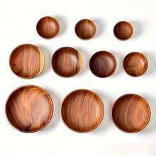 Cuencos de ensalada individuales de madera de acacia. Cuencos de madera para servir frutas, cereales, ensaladas o aperitivos. Hechos a mano a partir de una sola pieza orgánica de madera de acacia.