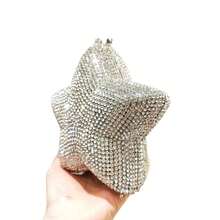 Women Rhinestone Star Shape Clutch Purse Unique Crystal Evening Bag Luxury Chain Handbag For Wedding Cocktail Party - Silver - View 2