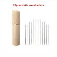 12 Pieces/30 Pieces Stainless Steel Easy-Sewn Edge Stitching Needles For Seniors, Suitable For Hand Sewing, DIY Home Craftsmanship - White, Sewing Pins, Self-Threading Needle Set, Various Sizes, Wooden Storage Tubes, Easy To Insert, Stitch, Hand Sewing, Sheets, Clothes