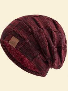 JZML 1件字母裝飾軟款戶外滑雪針織毛帽，附內裡，秋季穿搭 - Fashion Beanie - 查看 21