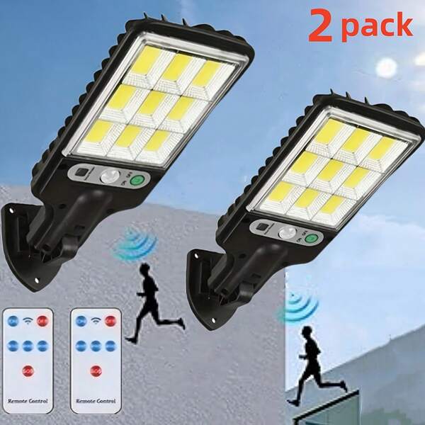 Luces solares para exteriores con sensor y control remoto: Apliques de pared LED para decoración navideña y de Halloween, fácil instalación, sensor de movimiento e iluminación inteligente, batería de litio solar, iluminación exterior moderna y duradera