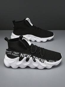 Giày thể thao đế dày siêu nhẹ Flame dành cho nam, giày thể thao ngoài trời thông thường, cá nhân hóa mọi mùa - Trắng và đen - Xem 5