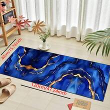 1 Stück goldene Samt Blau Abstrakte Kunst Flur Matte, Luxuriöser dekorativer Wohnzimmer Teppich, Weiche bequeme Lässig Laufmatte rutschfest waschbar Küchenboden Matten, Rutschfest Diatomit Küchenteppich, Küchenmatten - Verschiedenfarbig - Übersicht 22