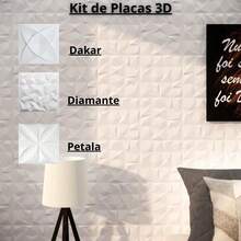 Kit Of 100 3D PVC Panels Decorative Wall Covering 25 Cm For Living Room Bedroom Various Models - Dakar Diamond Petals Black And White - 黑鑽石 - 查看 2