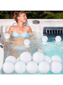 4 Pack 3 Inch Reusable Washable Oil-Absorbing Sponge Cleaning Balls For Swimming Pool, Hot Tub And Spa, Floating Pool Filter, Plastic Material, No Battery Or Power Required, White - Pool Cleaning - View 1